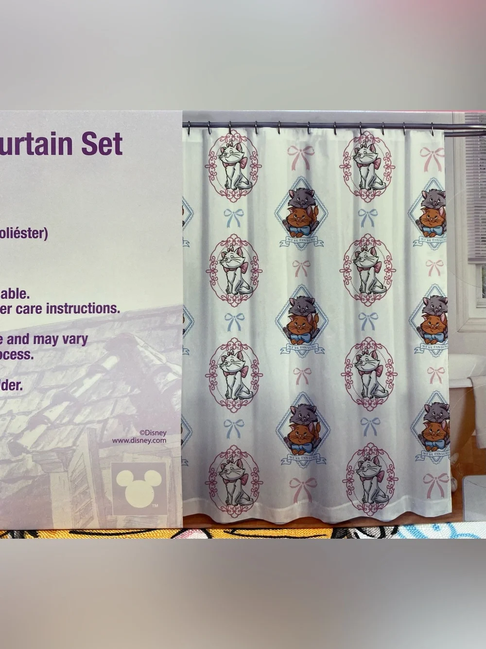 Disney ❤️The Aristocats❤️ 13-Piece Shower Curtain Set  72x72” NWT